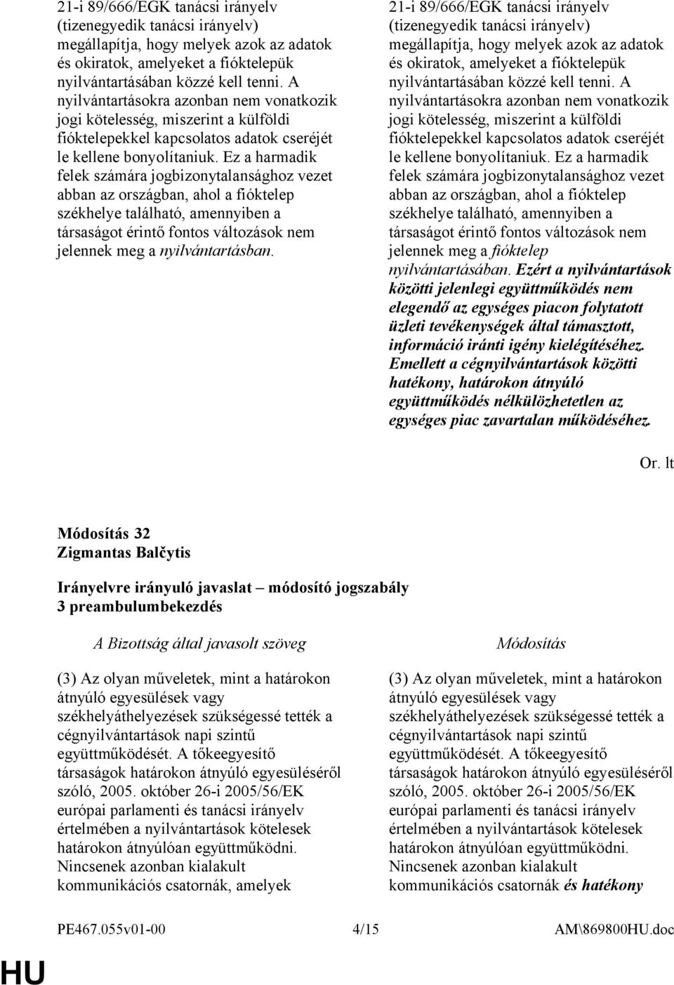 Ez a harmadik felek számára jogbizonytalansághoz vezet abban az országban, ahol a fióktelep székhelye található, amennyiben a társaságot érintő fontos változások nem jelennek meg a nyilvántartásban.