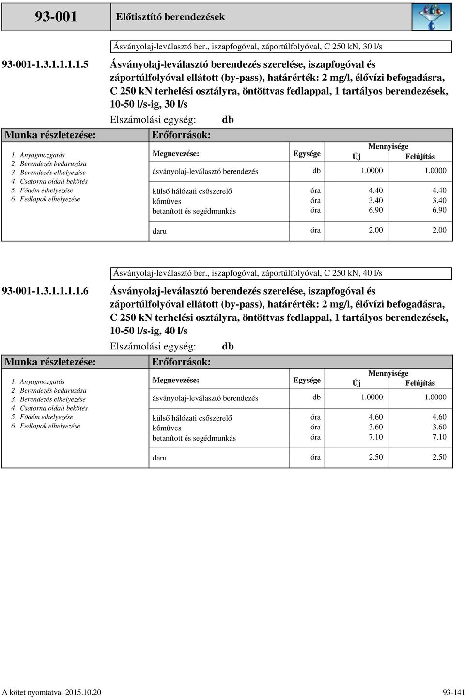 l/s 40 40 90 40 40 90 00 00 , iszapfogóval, záportúlfolyóval, C 250 kn,