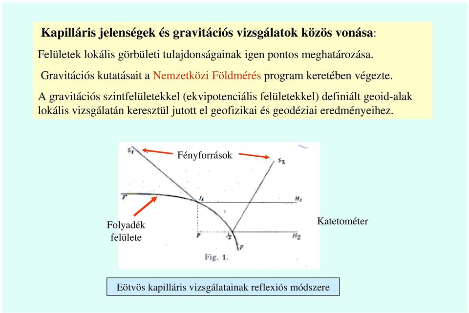 A gravitációs szintfelületekkel (ekvipotenciális felületekkel) definiált geoid-alak lokális vizsgálatán keresztül