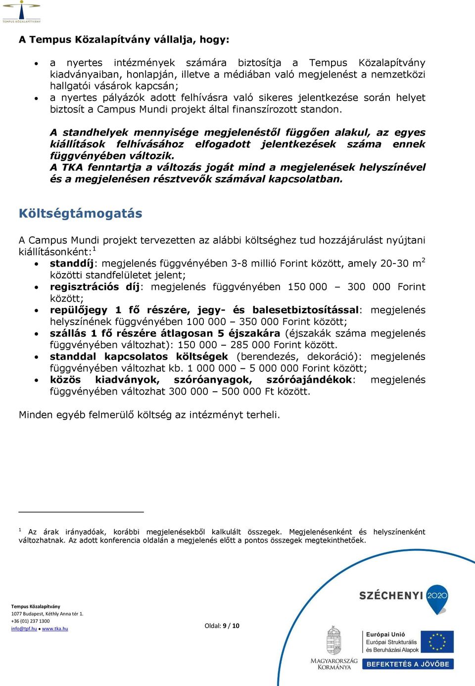 A standhelyek mennyisége megjelenéstől függően alakul, az egyes kiállítások felhívásához elfogadott jelentkezések száma ennek függvényében változik.