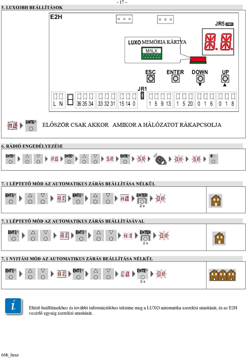 1 LÉPTETŐ MÓD AZ AUTOMATIKUS ZÁRÁS BEÁLLÍTÁSÁVAL 7.