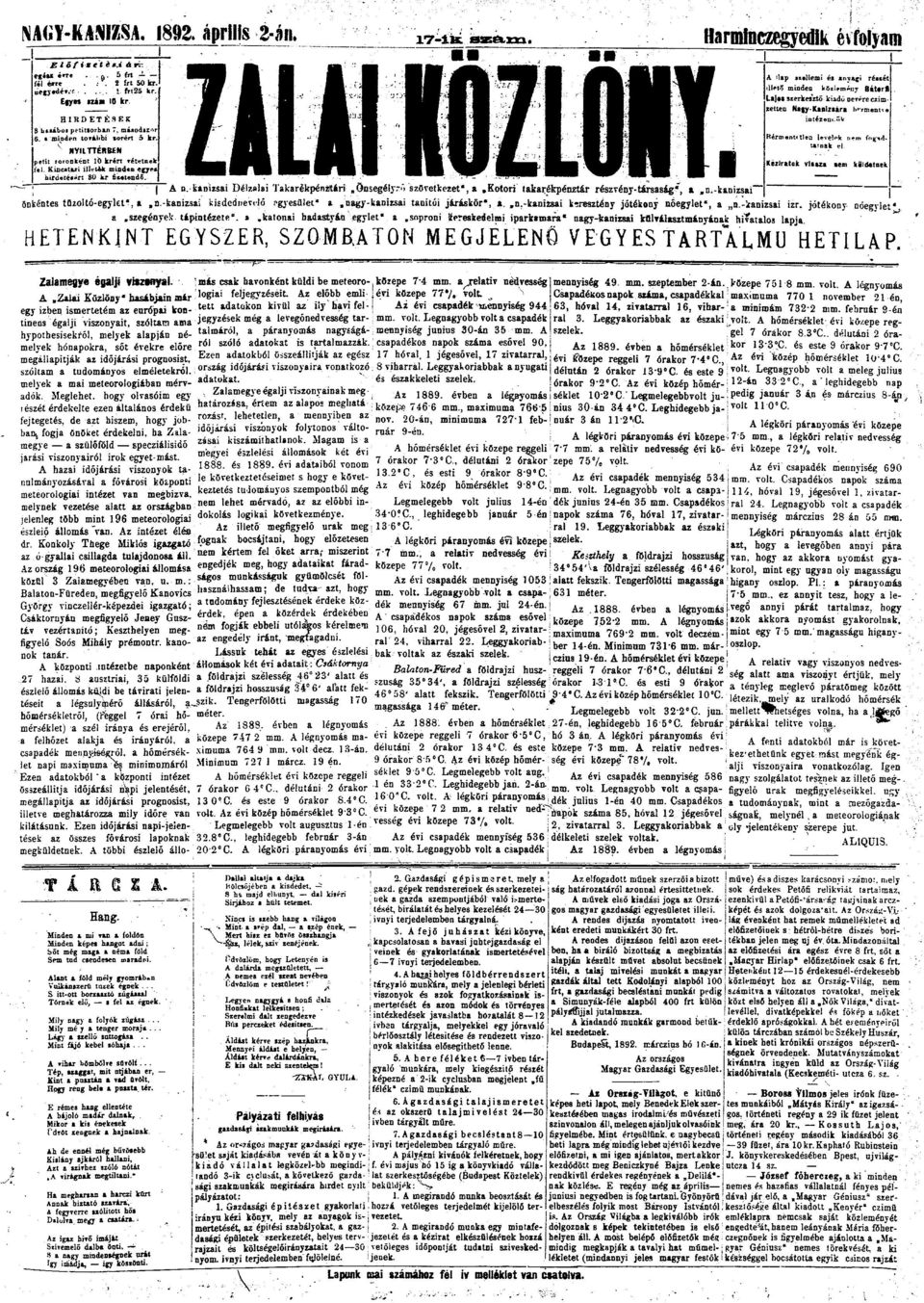 ktri tkrébpén^tár részvény-társság*, &,n.-knizsi' Hrmhczegyedlk évflym i A ilp tellemí ée nygi restét.:<-\~ minden k5*lemajy BáUrfl. L's szerkesztő kidó nevérec tetten Ngy-Knizsár brmi ÍBtézr.