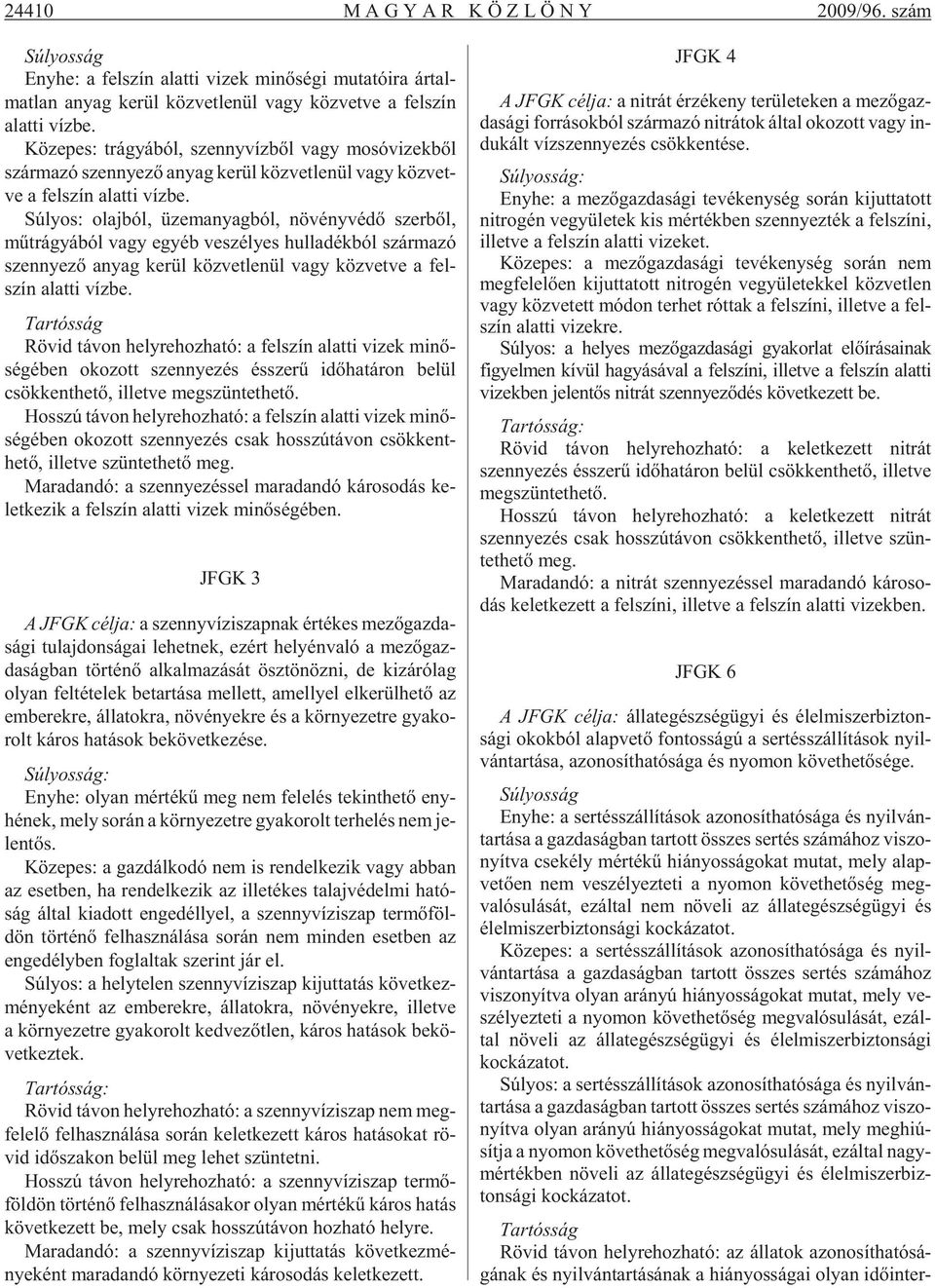 Sё lyos: olaj b l, zem anyag b l, n v ny v dд szer bдl, m tr gy b l vagy egy b ve sz lyes hul la d k b l sz r ma z szennye zд anyag ke r l k z vet le n l vagy k z vet ve a fel - sz n alat ti v z be.