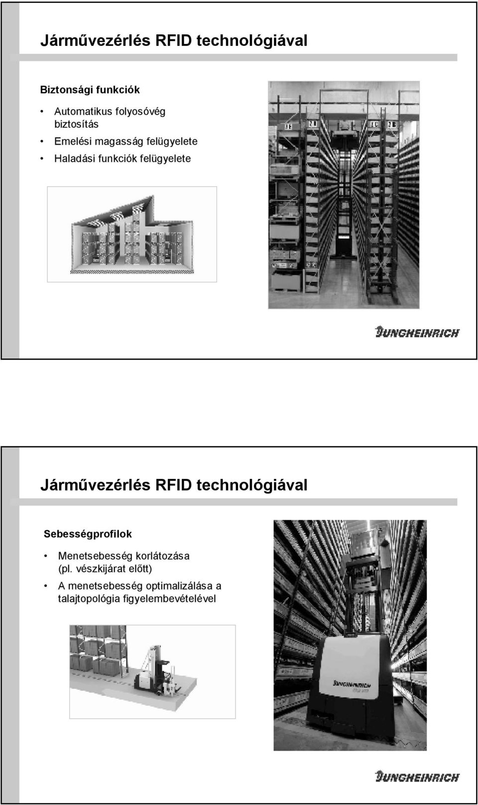 Járművezérlés RFID technológiával Sebességprofilok Menetsebesség korlátozása