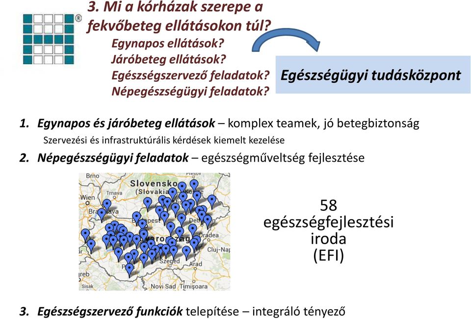 Egynapos és járóbeteg ellátások komplex teamek, jó betegbiztonság Szervezési és infrastruktúrális kérdések