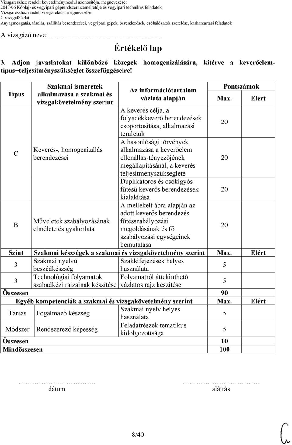 A keverés célja, a folyadékkeverő berendezések csoportosítása, alkalmazási területük A hasonlósági törvények alkalmazása a keverőelem ellenállás-tényezőjének megállapításánál, a keverés