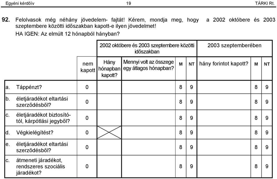 00 októbere és 00 szeptembere közötti időszakban 00 szeptemberében nem kapott Hány hónapban kapott? Mennyi volt az összege egy átlagos hónapban?