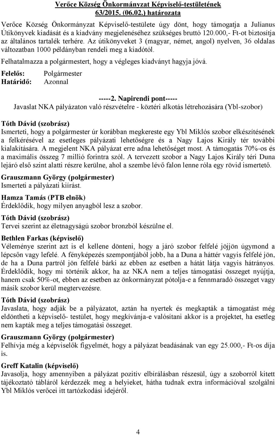 Felhatalmazza a polgármestert, hogy a végleges kiadványt hagyja jóvá. -----2.