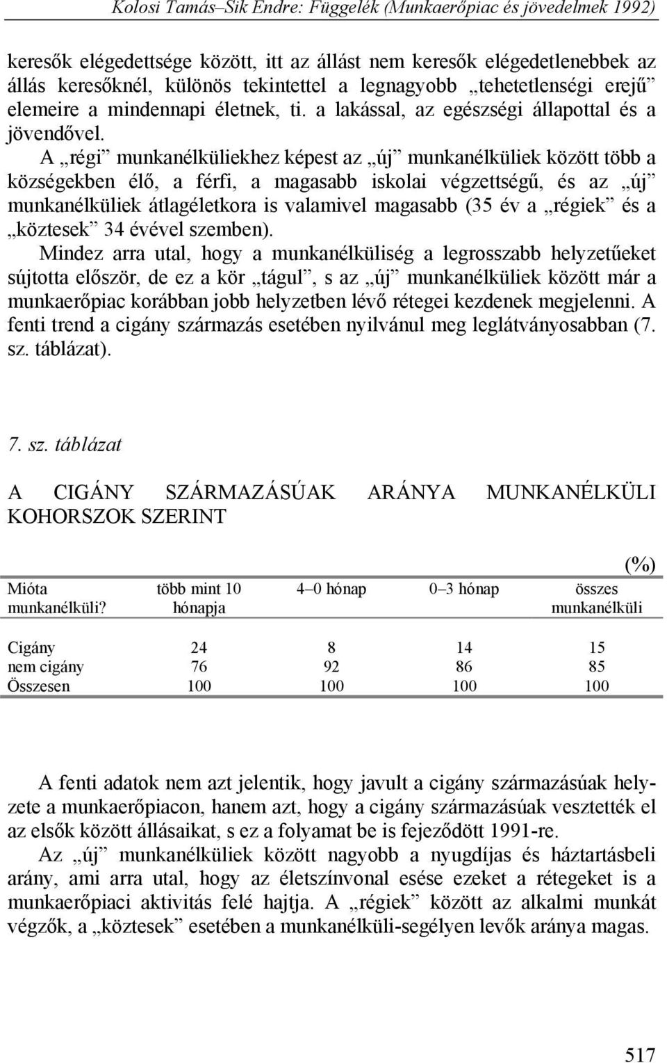 A régi munkanélküliekhez képest az új munkanélküliek között több a községekben élő, a férfi, a magasabb iskolai végzettségű, és az új munkanélküliek átlagéletkora is valamivel magasabb (35 év a