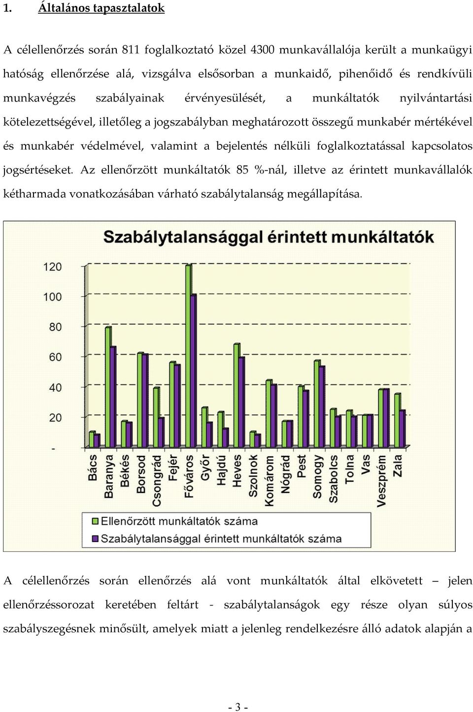 bejelentés nélküli foglalkoztatással kapcsolatos jogsértéseket. Az ellenőrzött munkáltatók 85 %-nál, illetve az érintett munkavállalók kétharmada vonatkozásában várható szabálytalanság megállapítása.