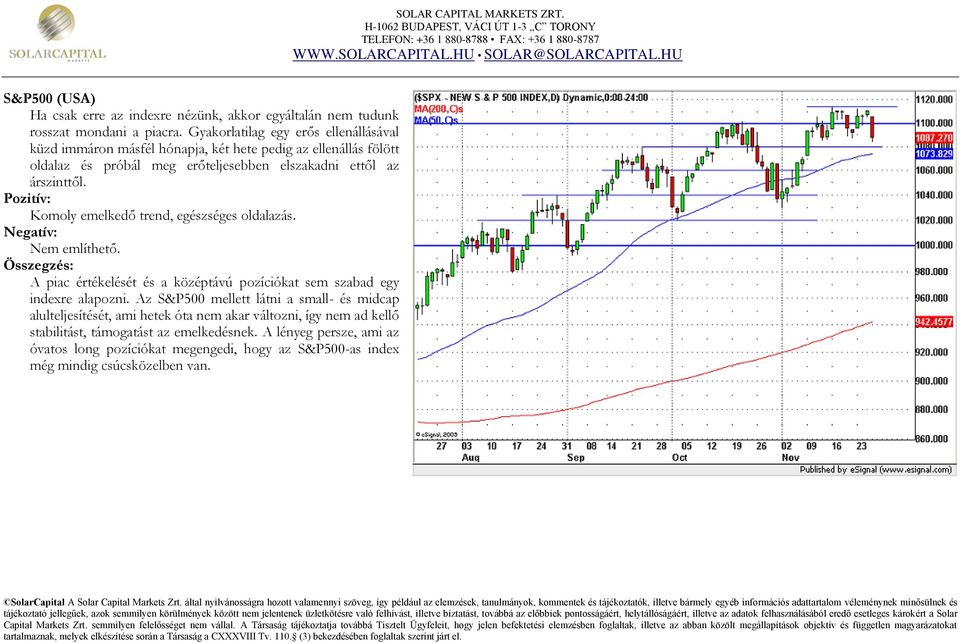 árszinttől. Komoly emelkedő trend, egészséges oldalazás. A piac értékelését és a középtávú pozíciókat sem szabad egy indexre alapozni.