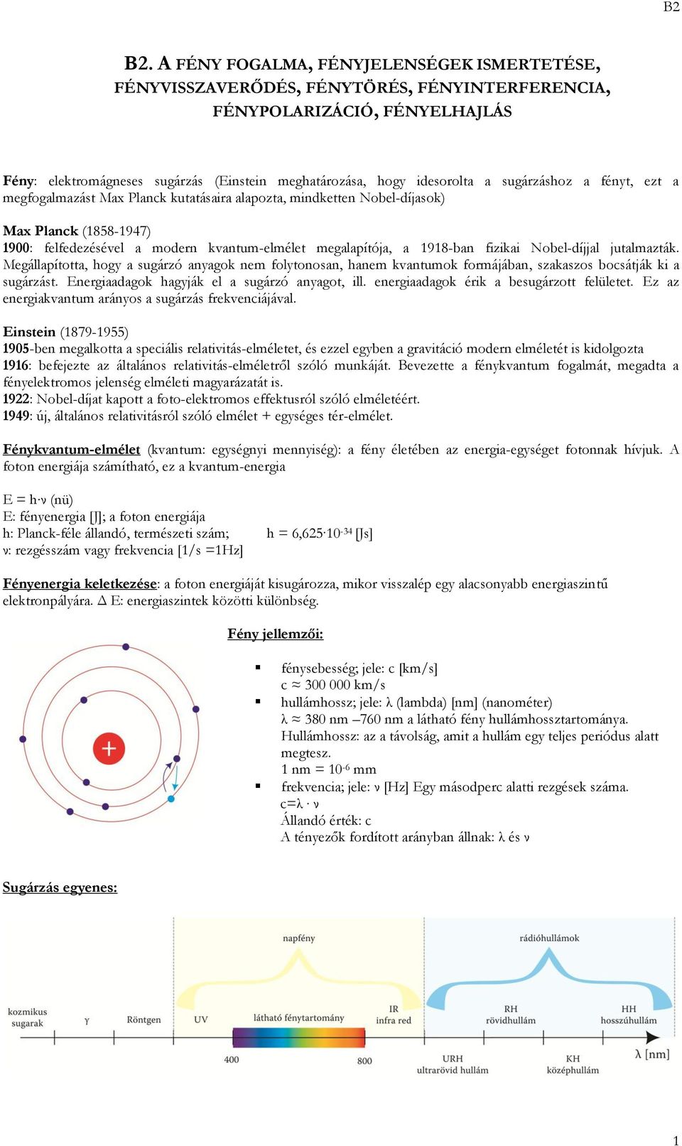 B2. A FÉNY FOGALMA, FÉNYJELENSÉGEK ISMERTETÉSE, - PDF Free Download