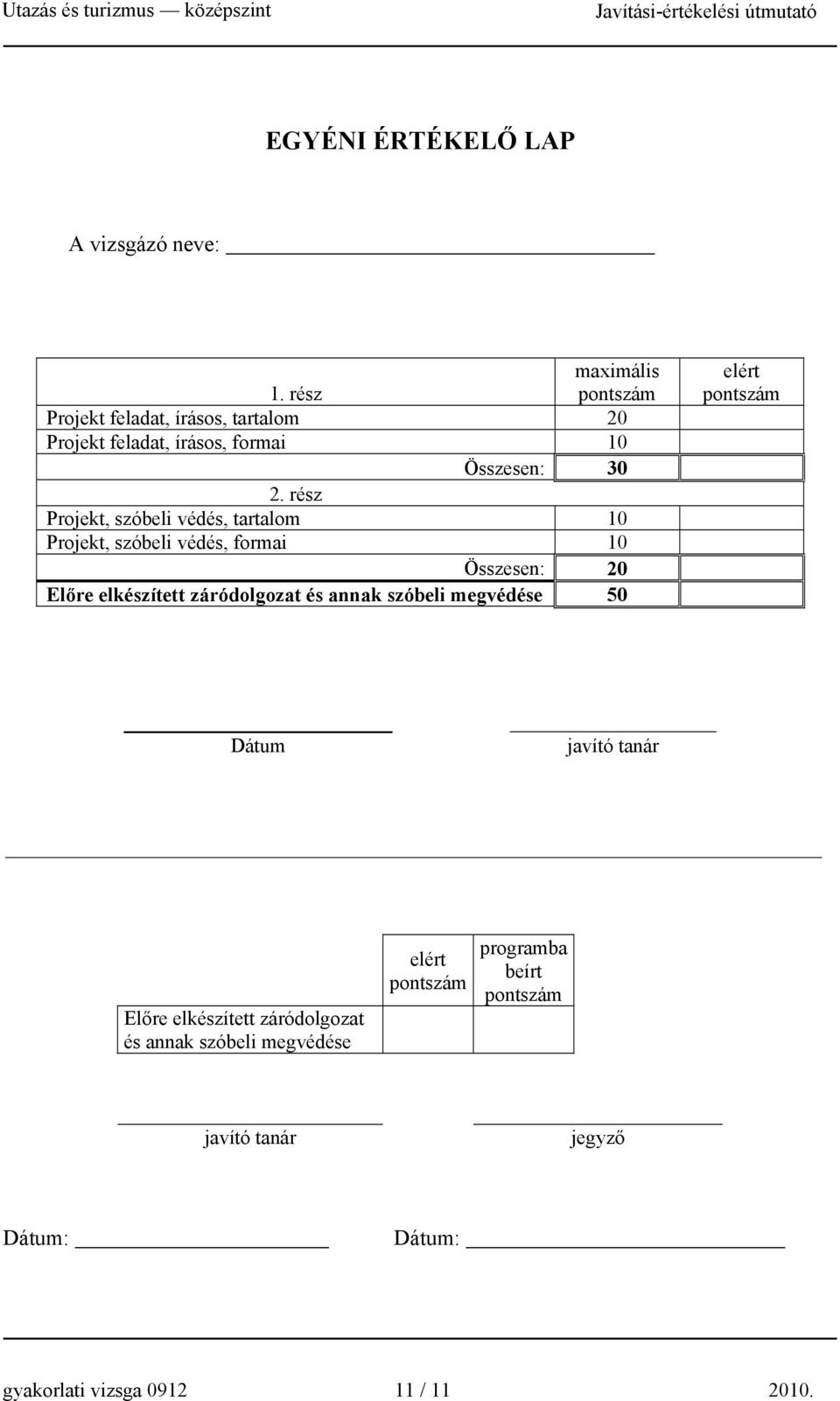 rész Projekt, szóbeli védés, tartalom 10 Projekt, szóbeli védés, formai 10 Összesen: 20 Előre elkészített záródolgozat és
