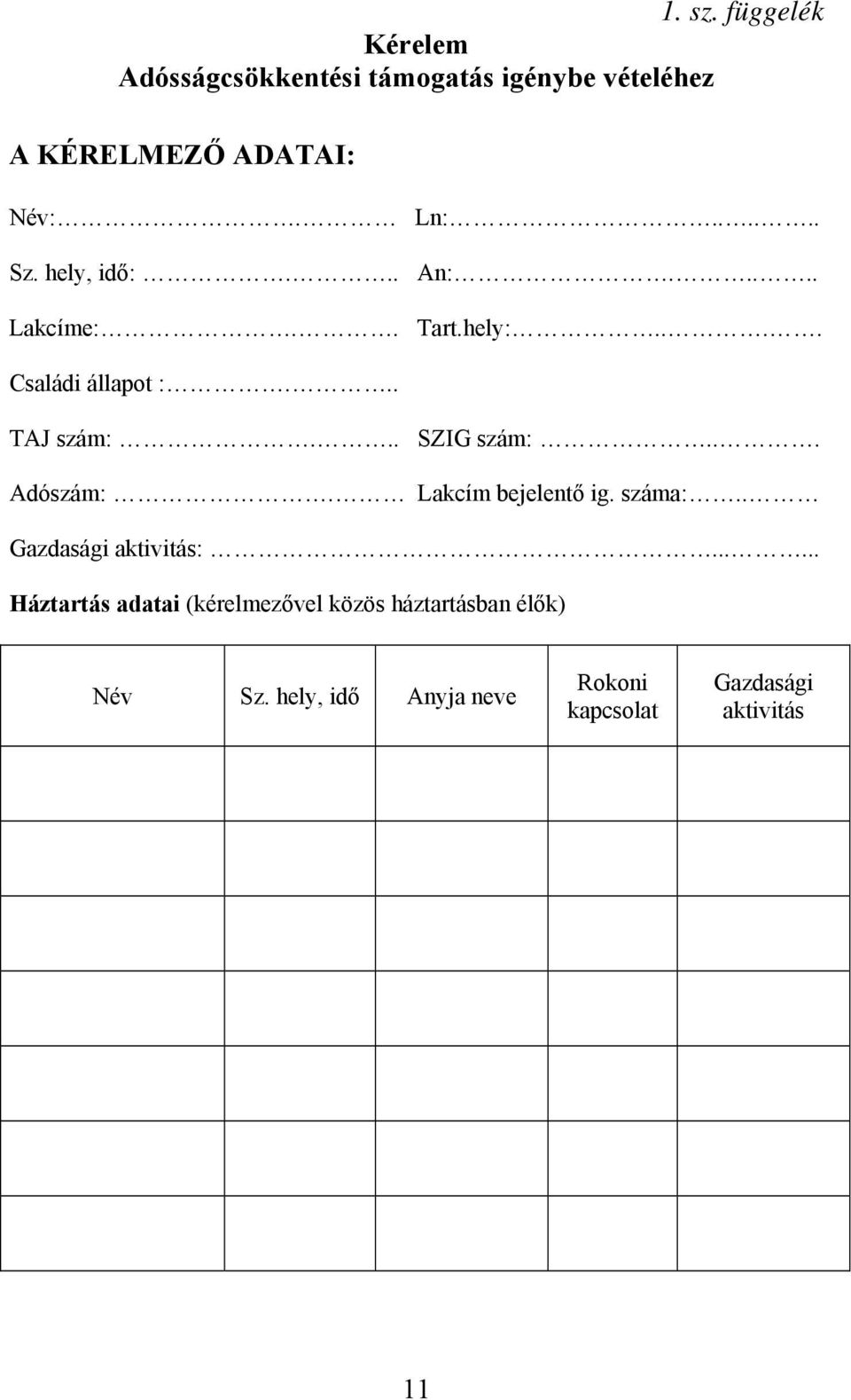 .. SZIG szám:... Adószám:. Lakcím bejelentő ig. száma:.. Gazdasági aktivitás:.