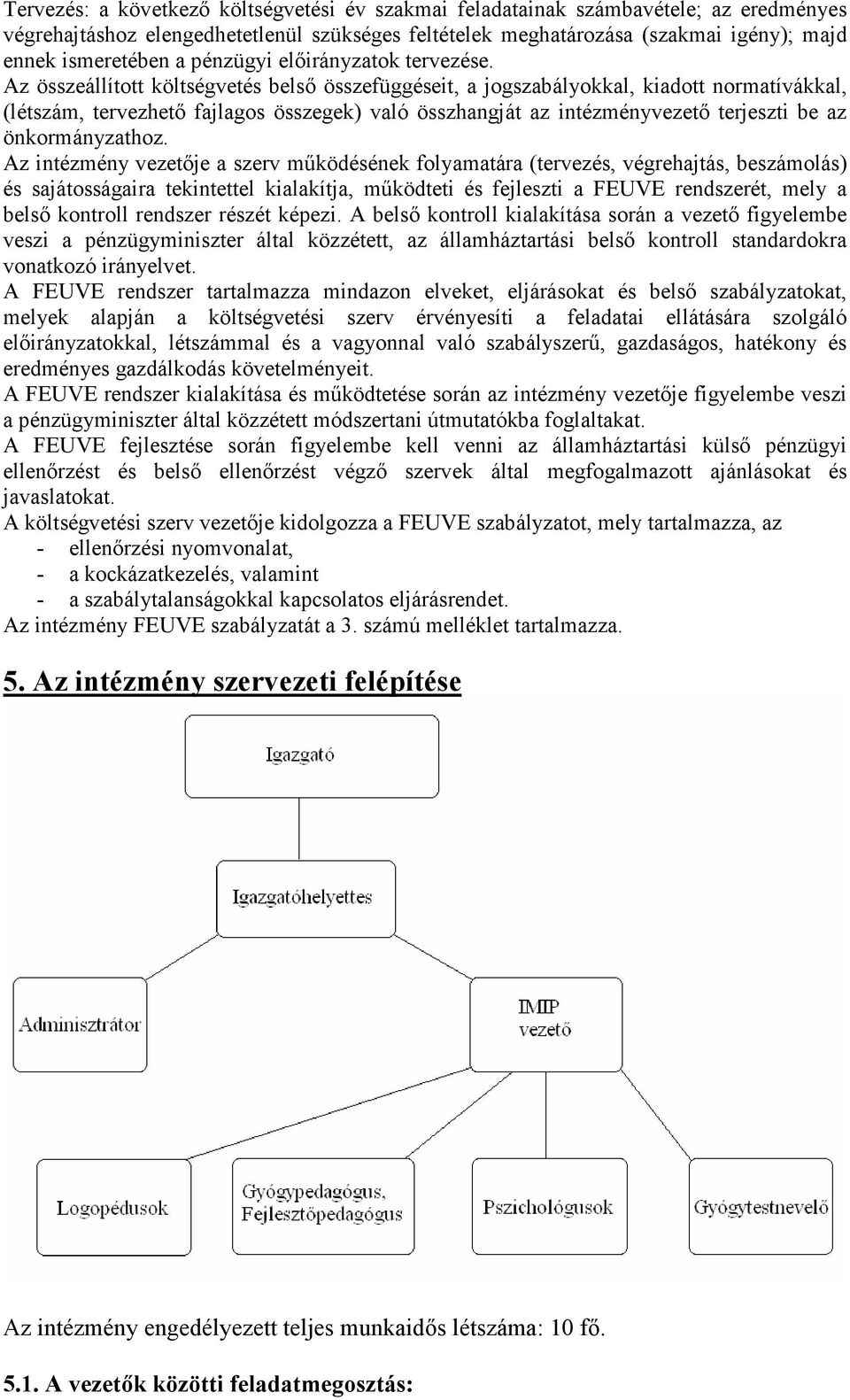 Az összeállított költségvetés belsı összefüggéseit, a jogszabályokkal, kiadott normatívákkal, (létszám, tervezhetı fajlagos összegek) való összhangját az intézményvezetı terjeszti be az