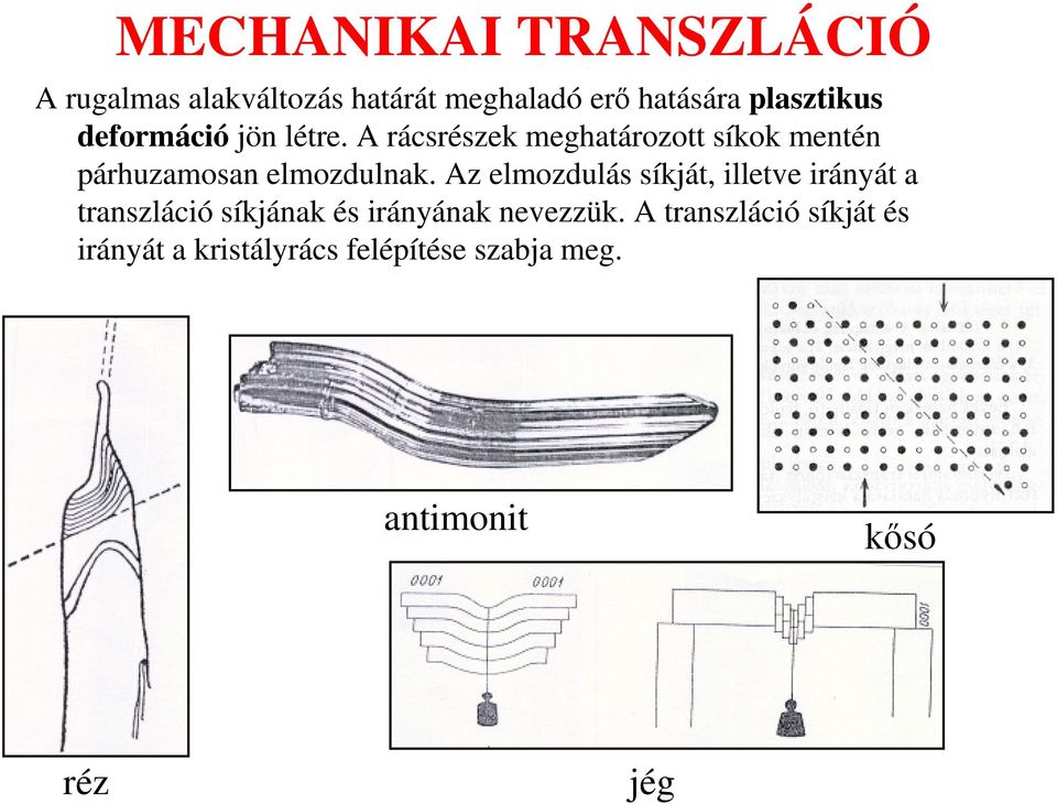 Az elmozdulás síkját, illetve irányát a transzláció síkjának és irányának nevezzük.