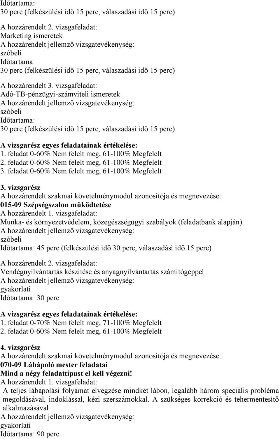 vizsgafeladat: Adó-TB-pénzügyi-számviteli ismeretek Időtartama: 30 perc (felkészülési idő 15 perc, válaszadási idő 15 perc) A vizsgarész egyes feladatainak értékelése: 1.