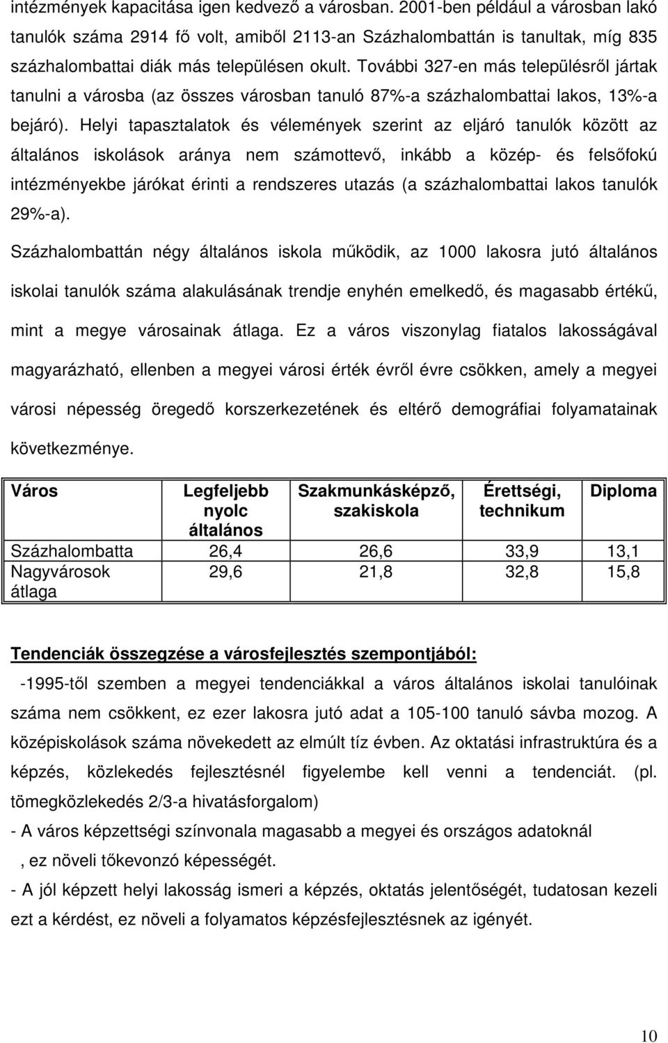 További 327-en más településről jártak tanulni a városba (az összes városban tanuló 87%-a százhalombattai lakos, 13%-a bejáró).