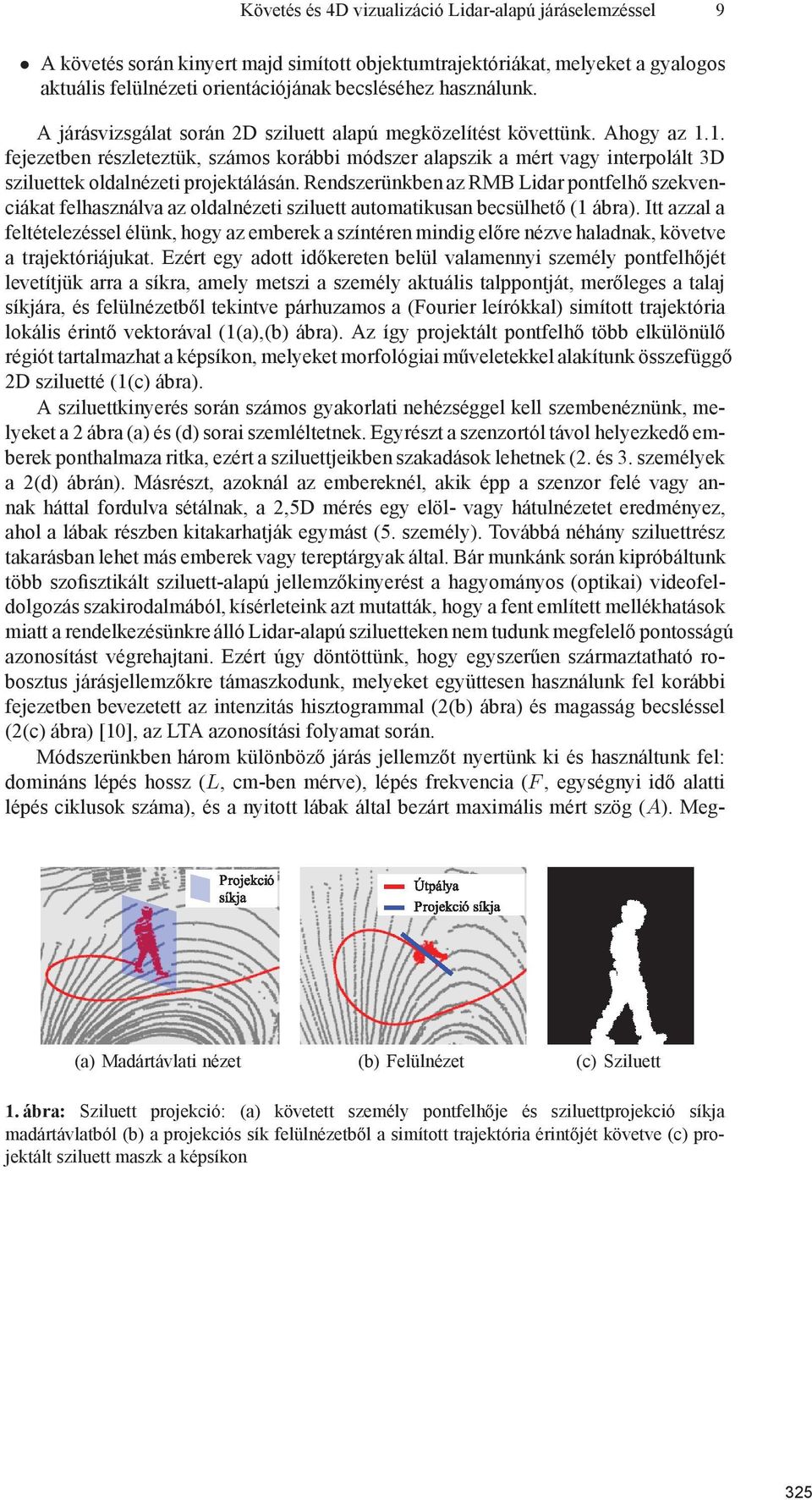 Rendszerünkben az RMB Lidar pontfelhő szekvenciákat felhasználva az oldalnézeti sziluett automatikusan becsülhető (1 ábra).