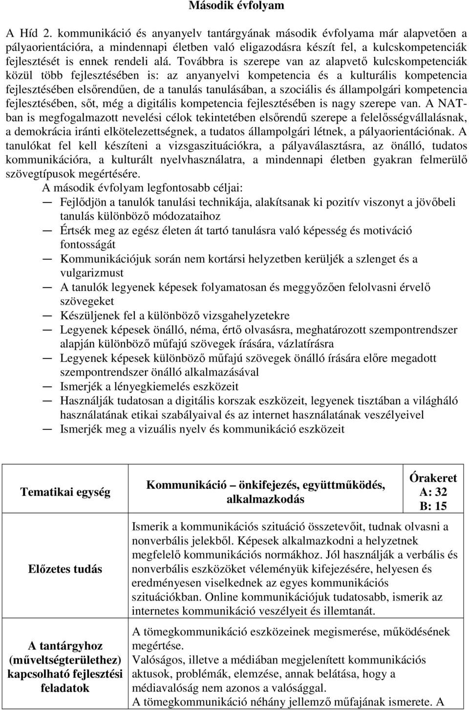 Továbbra is szerepe van az alapvető kulcskompetenciák közül több fejlesztésében is: az anyanyelvi kompetencia és a kulturális kompetencia fejlesztésében elsőrendűen, de a tanulás tanulásában, a