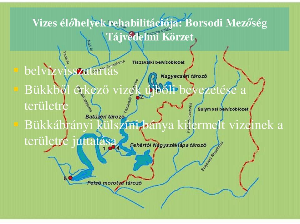 érkező vizek újbóli bevezetése a területre