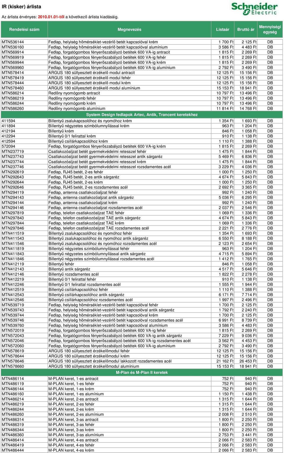 forgatógombos fényerıszabályzó betétek 600 VA-ig krém 1 815 Ft 2 269 Ft DB MTN569960 Fedlap, forgatógombos fényerıszabályzó betétek 600 VA-ig alumínium 2 792 Ft 3 490 Ft DB MTN578414 ARGUS 180