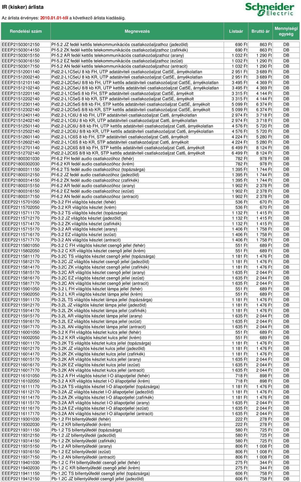 2 AR fedél kettıs telekommunikációs csatlakozóaljzathoz (arany) 1 032 Ft 1 290 Ft DB EEEP21503016150 Pf-5.