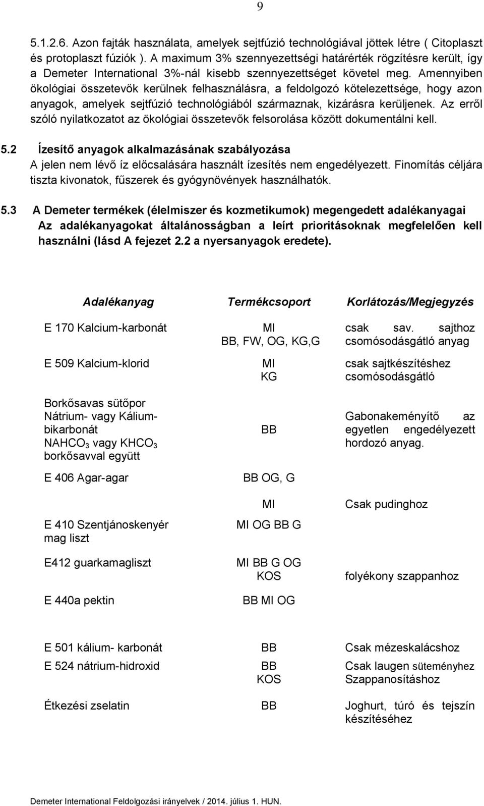 Amennyiben ökológiai összetevők kerülnek felhasználásra, a feldolgozó kötelezettsége, hogy azon anyagok, amelyek sejtfúzió technológiából származnak, kizárásra kerüljenek.
