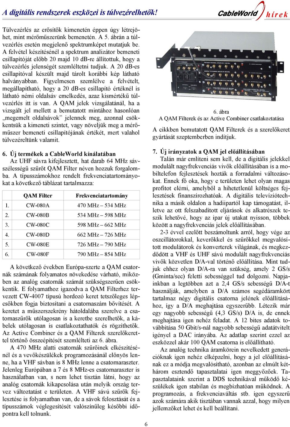 A felvétel készítésénél a spektrum analizátor bemeneti csillapítóját előbb 20 majd 10 db-re állítottuk, hogy a túlvezérlés jelenségét szemléltetni tudjuk.