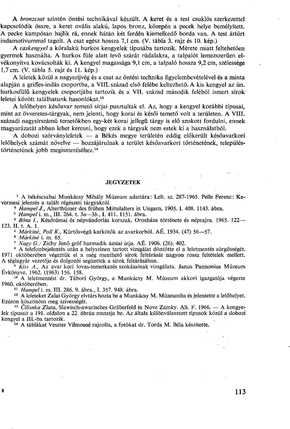 ) A vaskengyel a köralakú hurkos kengyelek típusába tartozik. Mérete miatt feltehetően gyermek használta.