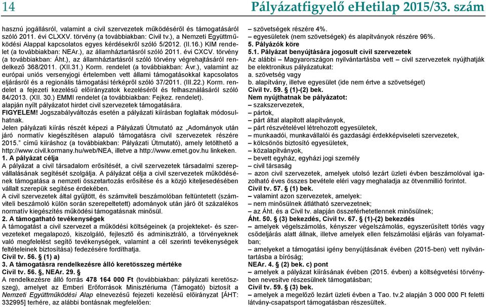 ), az államháztartásról szóló törvény végrehajtásáról rendelkező 368/2011. (XII.31.) Korm. rendelet (a továbbiakban: Ávr.