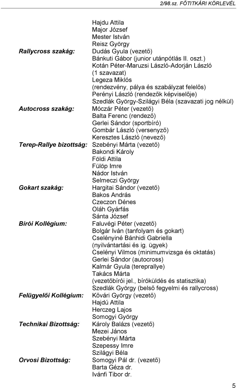 Reisz György Dudás Gyula (vezető) Bánkuti Gábor (junior utánpótlás II. oszt.