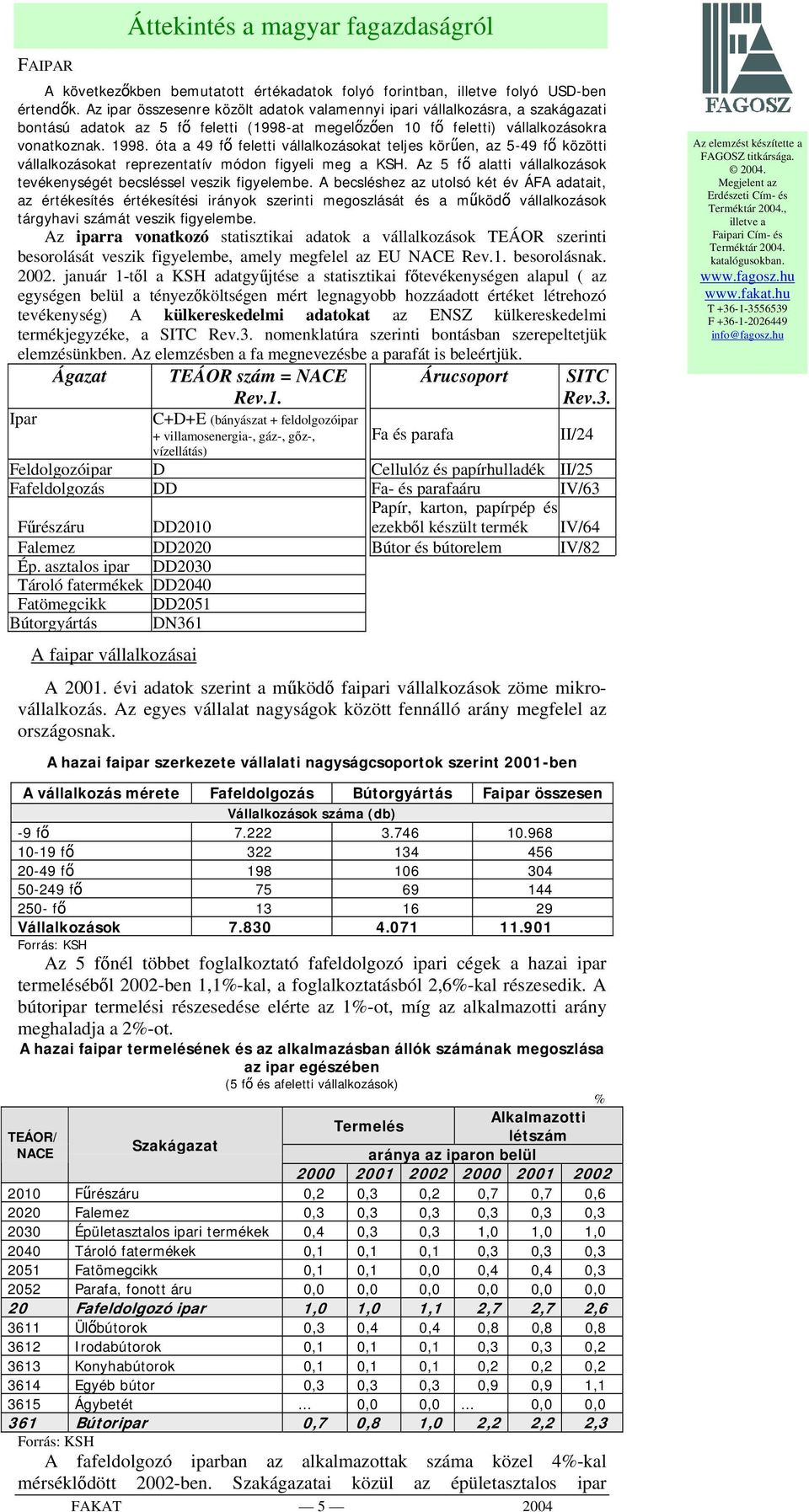 óta a 49 fő feletti vállalkozásokat teljes körűen, az 5-49 fő közötti vállalkozásokat reprezentatív módon figyeli meg a KSH. Az 5 fő alatti vállalkozások tevékenységét becsléssel veszik figyelembe.