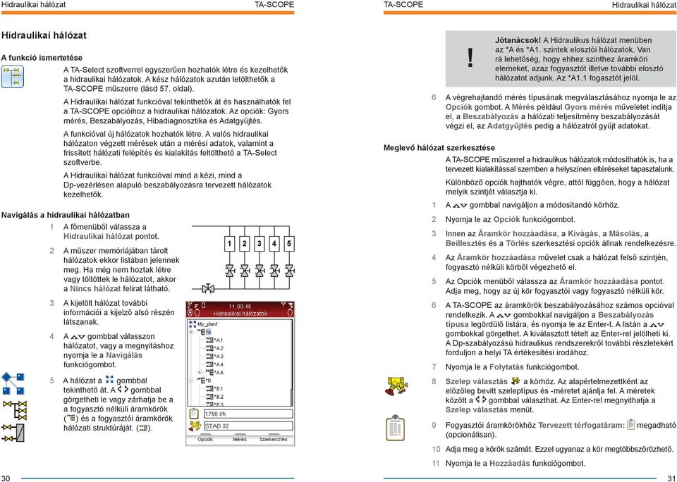 Az opciók: Gyors mérés, Beszabályozás, Hibadiagnosztika és Adatgyűjtés. A funkcióval új hálózatok hozhatók létre.