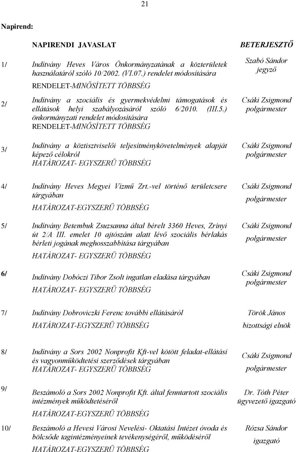 ) önkormányzati rendelet módosítására RENDELET-MINŐSÍTETT TÖBBSÉG BETERJESZTŐ Szabó Sándor jegyző Csáki Zsigmond polgármester 3/ Indítvány a köztisztviselői teljesítménykövetelmények alapját képező