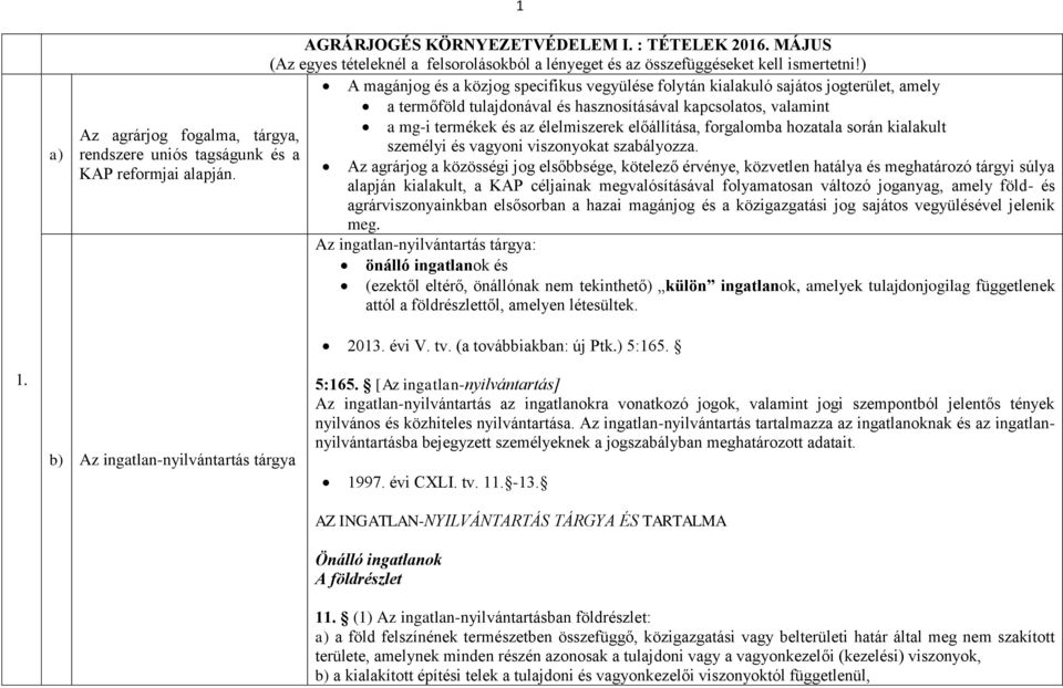 termékek és az élelmiszerek előállítása, forgalomba hozatala során kialakult személyi és vagyoni viszonyokat szabályozza. rendszere uniós tagságunk és a KAP reformjai alapján.