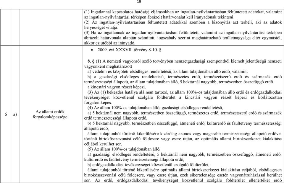 (3) Ha az ingatlannak az ingatlan-nyilvántartásban feltüntetett, valamint az ingatlan-nyilvántartási térképen ábrázolt határvonala alapján számított, jogszabály szerint meghatározható területnagysága