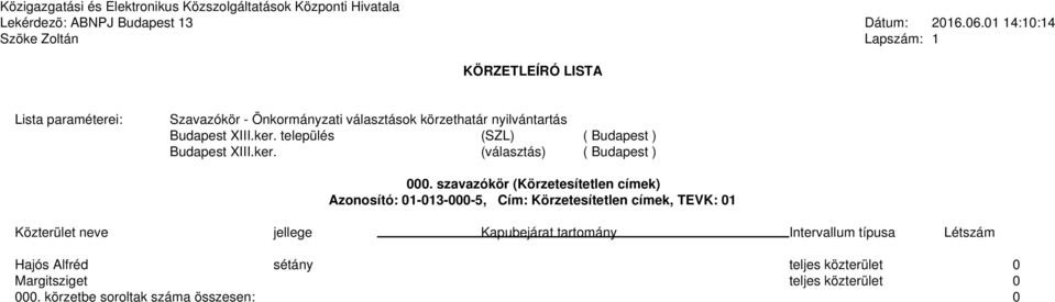 Cím: Körzetesítetlen címek, TEVK: 01 Hajós Alfréd sétány