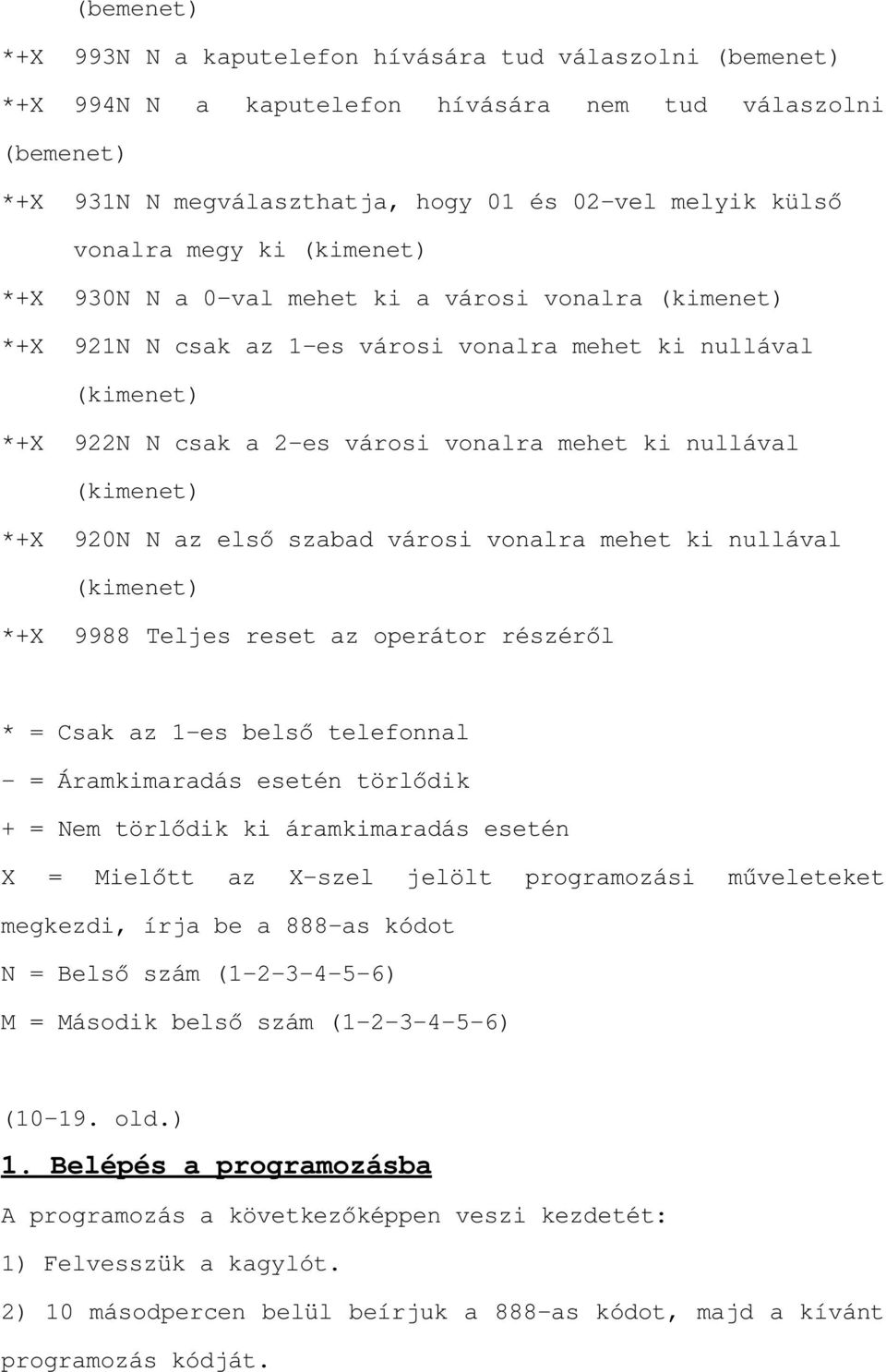 (kimenet) *+X 920N 1D]HOVV]DEDGYiURVLYRQDOUDPHKHWNLQXOOiYDO (kimenet) *+X 9988 7HOMHVUHVHWD]RSHUiWRUUpV]pUO * = Csak az 1-HVEHOVWHOHIRQQDO - ÈUDPNLPDUDGiVHVHWpQW UOGLN 1HPW UOGLNNLiUDPNLPDUDGiVHVHWpQ