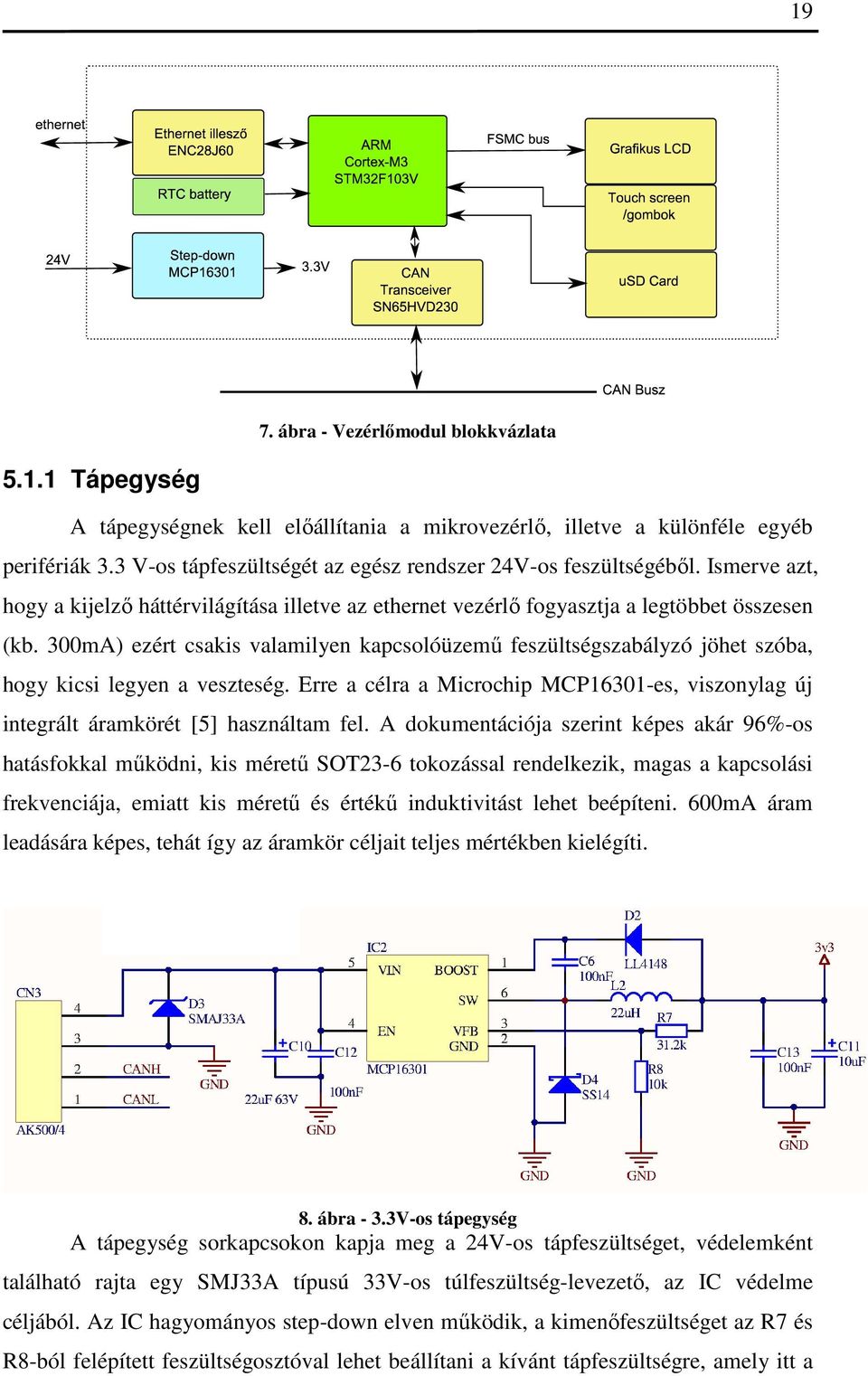 300mA) ezért csakis valamilyen kapcsolóüzemű feszültségszabályzó jöhet szóba, hogy kicsi legyen a veszteség. Erre a célra a Microchip MCP16301-es, viszonylag új integrált áramkörét [5] használtam fel.