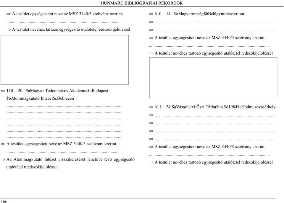 .. A testület nevéhez tartozó egységesítő utalótétel redszókijelöléssel 110 20 $amagyar Tudományos Akadémia$cBudapest $batommagkutató Intézet$cDebrecen.