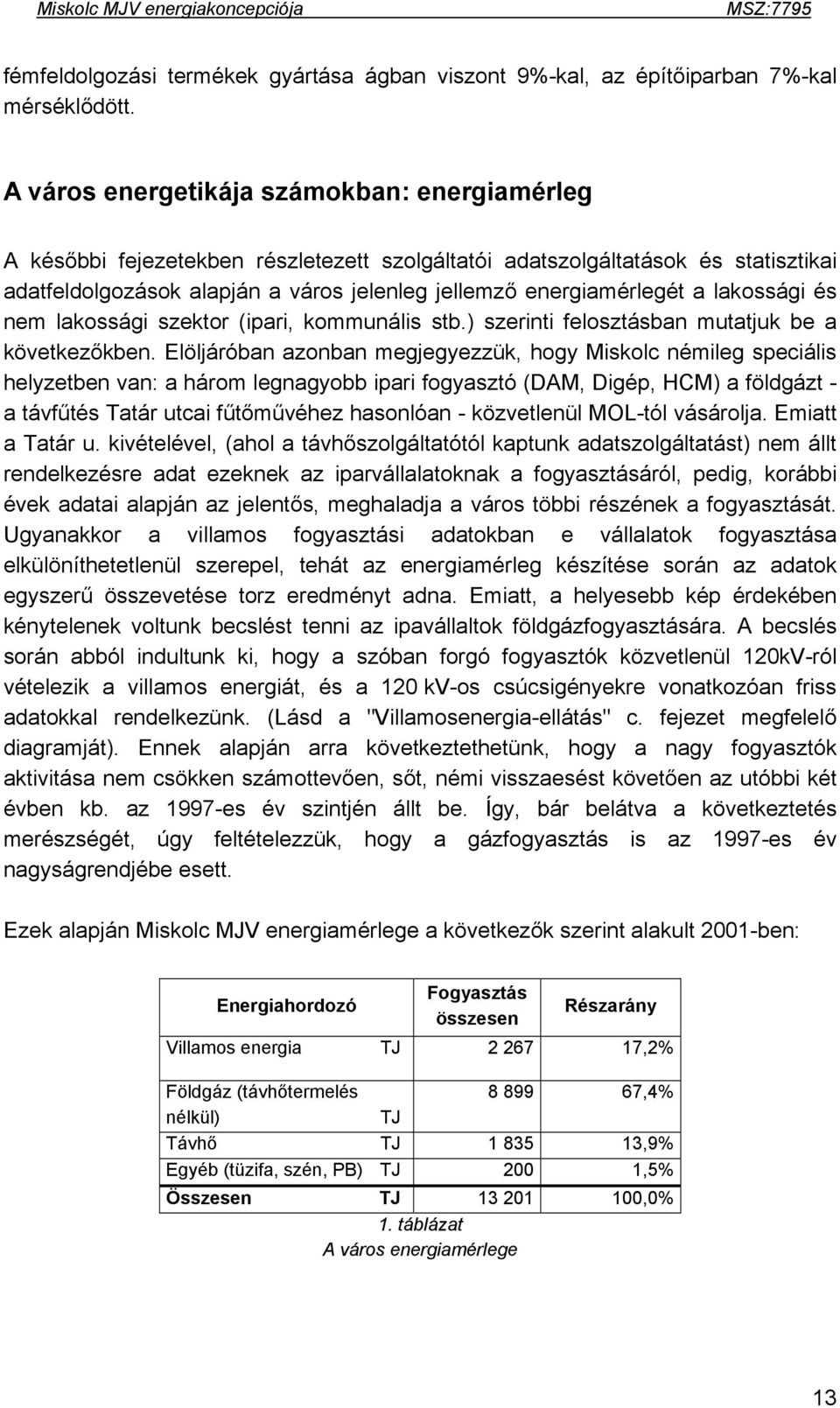 lakossági és nem lakossági szektor (ipari, kommunális stb.) szerinti felosztásban mutatjuk be a következőkben.