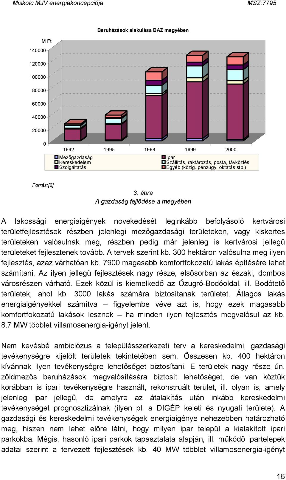 ábra A gazdaság fejlődése a megyében A lakossági energiaigények növekedését leginkább befolyásoló kertvárosi területfejlesztések részben jelenlegi mezőgazdasági területeken, vagy kiskertes