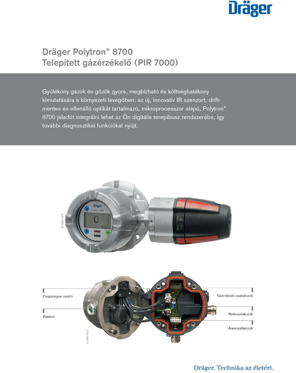 szenzort, driftmentes és ellenálló optikát tartalmazó, mikroprocesszor alapú, Polytron 8700