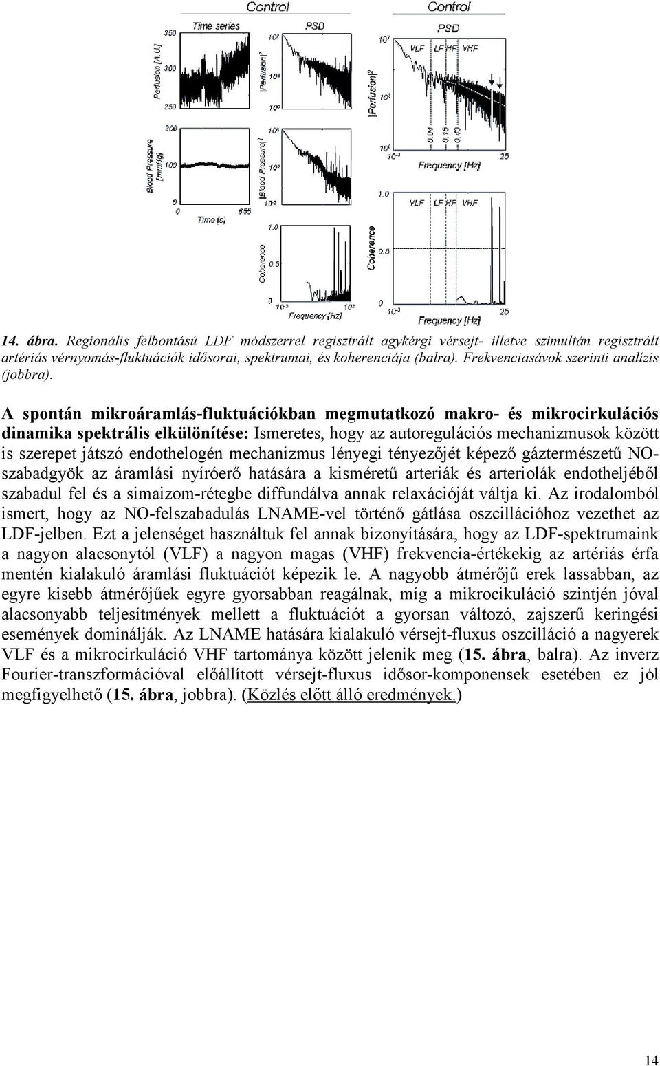 A spontán mikroáramlás-fluktuációkban megmutatkozó makro- és mikrocirkulációs dinamika spektrális elkülönítése: Ismeretes, hogy az autoregulációs mechanizmusok között is szerepet játszó endothelogén
