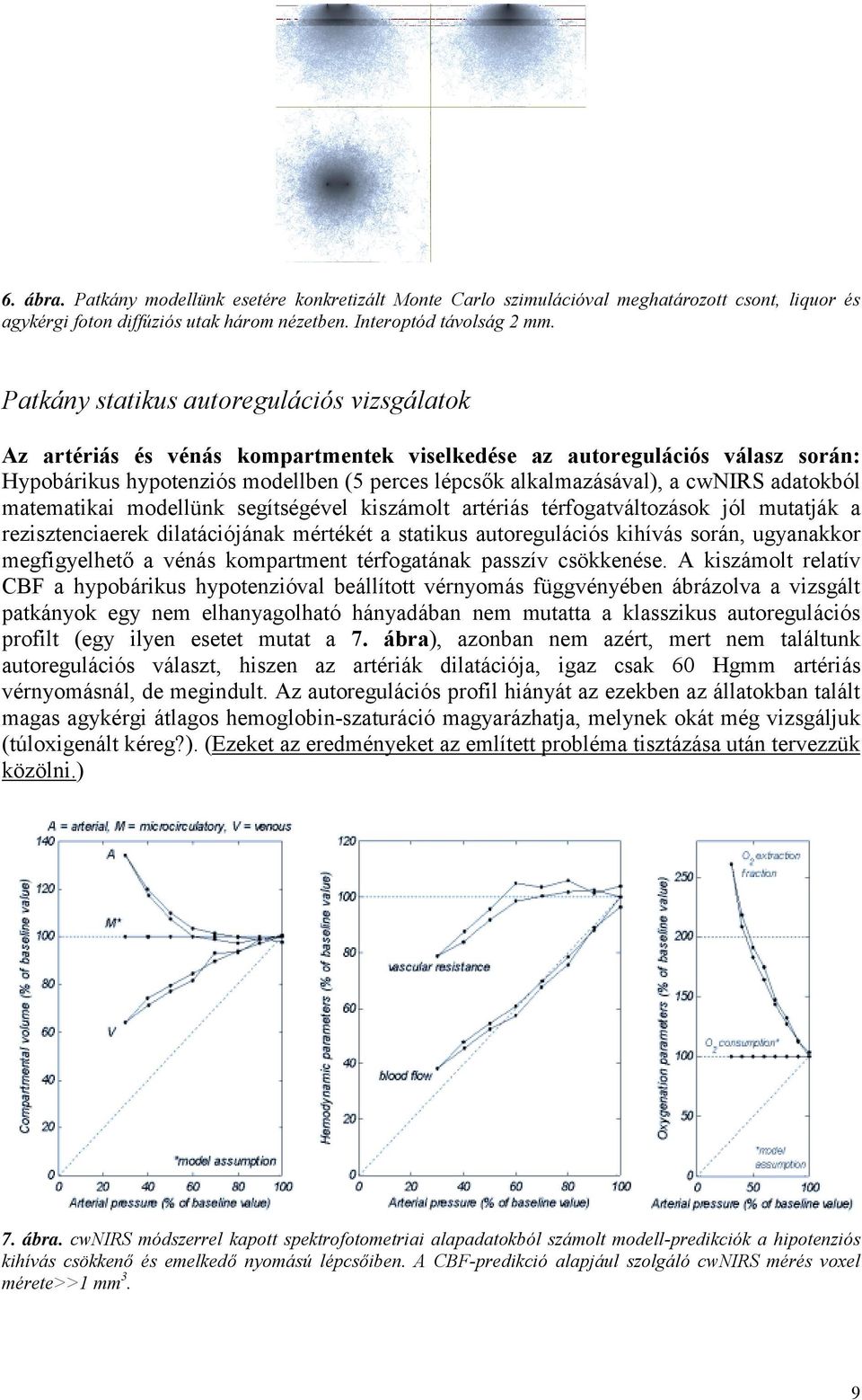 cwnirs adatokból matematikai modellünk segítségével kiszámolt artériás térfogatváltozások jól mutatják a rezisztenciaerek dilatációjának mértékét a statikus autoregulációs kihívás során, ugyanakkor