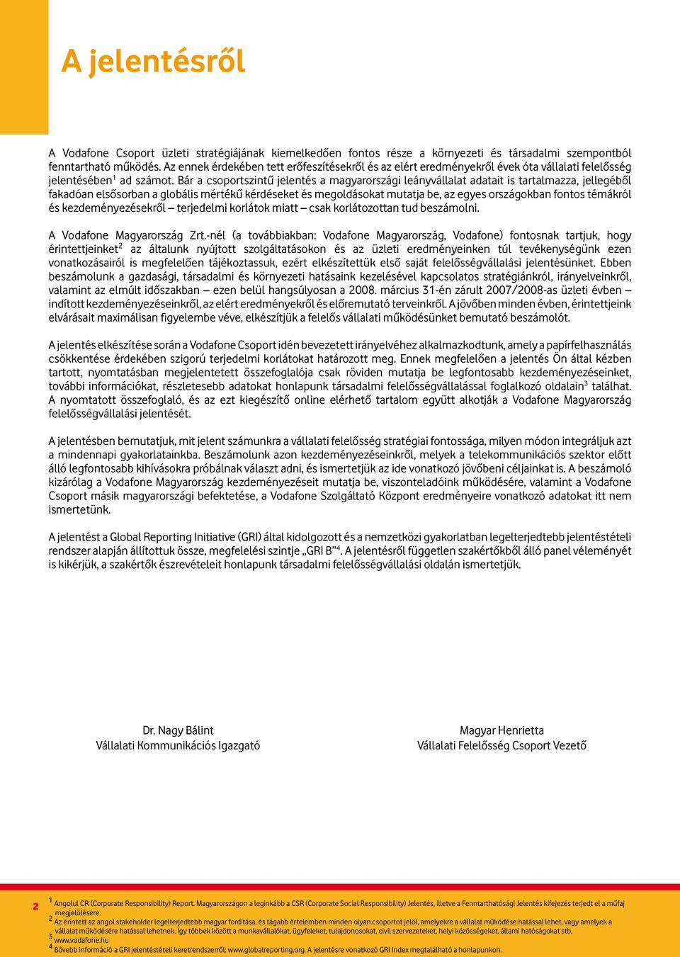 Bár a csoportszintű jelentés a magyarországi leányvállalat adatait is tartalmazza, jellegéből fakadóan elsősorban a globális mértékű kérdéseket és megoldásokat mutatja be, az egyes országokban fontos