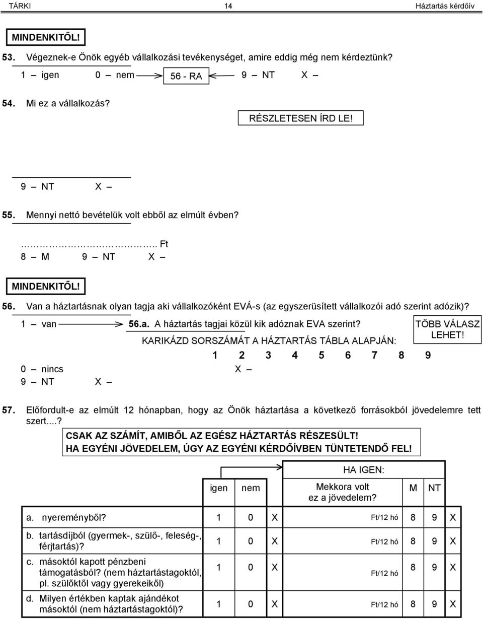 KARIKÁZD SORSZÁMÁT A HÁZTARTÁS TÁBLA ALAPJÁN: 1 2 3 4 5 6 7 8 9 0 nincs 9 NT TÖBB VÁLASZ LEHET! 57.