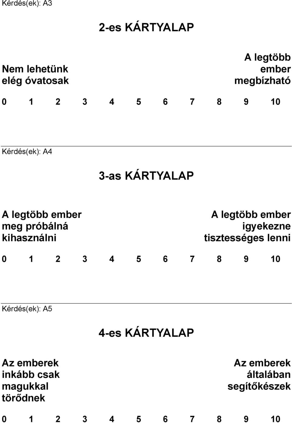 ember igyekezne tisztességes lenni 0 1 2 3 4 5 6 7 8 9 10 Kérdés(ek): A5 4-es KÁRTYALAP Az