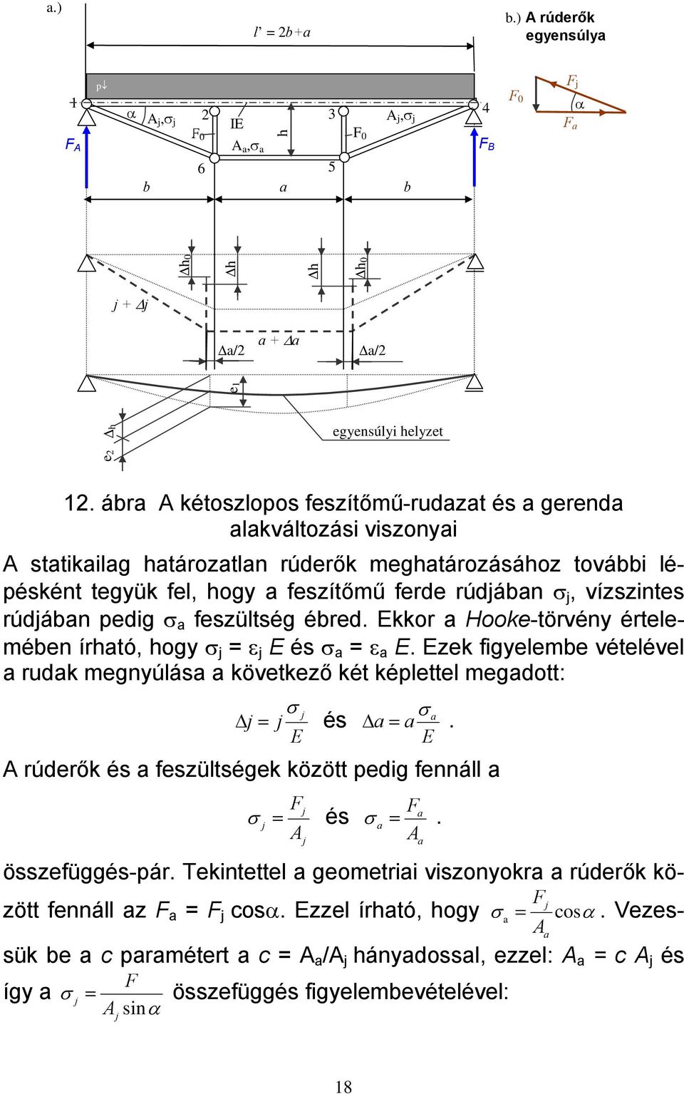 feszültség ébred. Ekkor Hooke-törvény értelemében írhtó, hogy σ = ε E és σ = ε E. Ezek figyelembe vételével rudk megnyúlás következő két képlettel megdott: σ σ = és =.